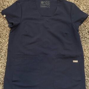 Figs Women’s Cusca 4-pocket Top Scrub Size Extra Small Navy Blue Short Sleeve